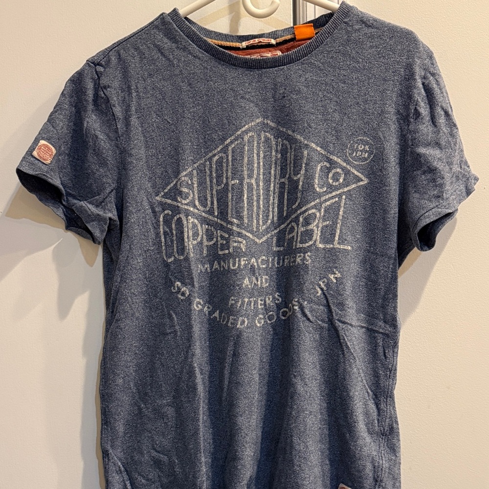 Superdry Blue Graphic Tee for Men. Size large